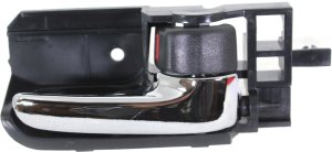 Front Interior Door Handle for Toyota Corolla/Matrix 2003-2008, Tacoma 2005-2012, Right (Passenger), Chrome Lever+Black Bezel (=Rear), Replacement