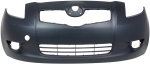 Front Bumper Cover for Toyota Yaris 2007-2008, Primed (Ready to Paint), with Fog Light Holes, Hatchback, Replacement