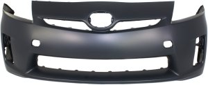 Front Bumper Cover for 2010-2011 Toyota Prius, Primed (Ready to Paint), with Halogen Headlights, without Pre-Collision System, Replacement