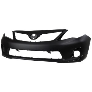 Front Bumper Cover for Toyota Corolla S/XRS Models, 2011-2013, Primed (Ready to Paint), with Spoiler Holes, North America Built Vehicle, Replacement
