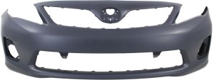 Front Bumper Cover for Toyota Corolla 2011-2013, Primed (Ready to Paint), Suitable for Base, CE, L, LE Models, North America Built Vehicle, w/o Spoiler Holes, Replacement