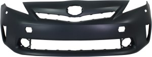 Front Bumper Cover for 2012-2014 Toyota Prius V, Primed (Ready to Paint), with LED Headlights, without Pre-Collision System, Replacement