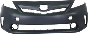 Front Bumper Cover for Toyota Prius V 2012-2014, Primed (Ready to Paint), with Halogen Headlights, without Pre-Collision System, Replacement