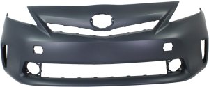 Front Bumper Cover for Toyota Prius V 2012-2014, Primed (Ready to Paint), with LED Headlights and Pre-Collision System, Replacement
