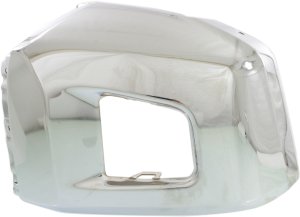 Front Bumper End for Toyota Tundra 2014-2021, Right (Passenger) Side, Chrome-Finished Steel, Without Park Assist Sensor Holes, Replacement