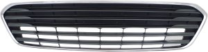 Front Bumper Grille for Toyota Avalon 2013-2015, Chrome Shell with Painted-Silver Insert, Without Sensor Hole, Replacement