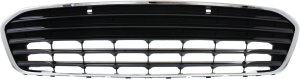 Front Bumper Grille for Toyota Avalon 2013-2015, Chrome Shell/Painted-Silver Insert, with Sensor Hole, Replacement