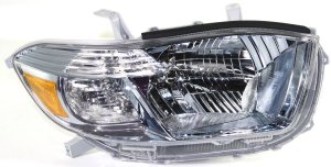 Headlight for Toyota Highlander 2008-2010, Right (Passenger) Side, Lens and Housing, Halogen, Suitable for Hybrid Models, Replacement