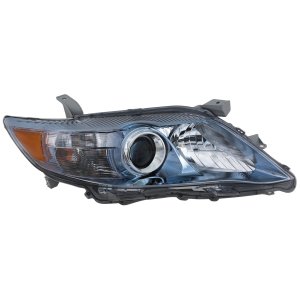 Headlight Assembly for Toyota Camry 2010-2011 Hybrid Model, Right (Passenger), Halogen, Chrome Interior, Blue Bezel, USA Built Vehicle, Replacement
