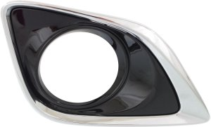 Front Fog Light Molding for Toyota Venza 2013-2016, Right (Passenger) Side, Black with Chrome Trim, Replacement