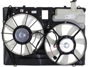 Radiator Fan Shroud Assembly for Toyota Sienna Van 2006-2010, Includes Coolant Tank; Without Control Module, Replacement
