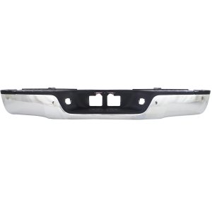 Step Bumper Face Bar and Pad for Toyota Tundra 2007-2013 with Pad Provision, Mounting Bracket, Chrome Finish, Parking Assist Sensor Holes, Fleetside, Excluding Rock Warrior Package, Replacement