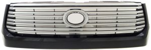Grille for Toyota Tundra 2014-2017, Painted Silver Shell with Gray Insert, Black Molding, with Front Emblem, Platinum Model, Replacement