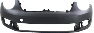 Front Bumper Cover for Volkswagen Beetle 2012-2019, Primed (Ready to Paint), Compatible with Convertible/Coupe, S/SE/SEL, without Parking Distance Control Sensor Holes, Classic, Comfortline, Comfortline TDI, TDI, Trendline Models, Replacement