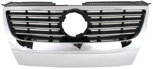 Chrome Shell/Black Insert Grille for 2006-2010 Volkswagen Passat without Parking Assist Sensor and Park Distance Control Holes, with Chrome Insert Molding, Replacement