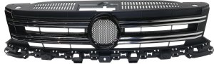 Grille for Volkswagen Tiguan 2012-2017, Tiguan Limited 2017-2018, Textured Black Shell and Insert with Chrome Molding, Replacement