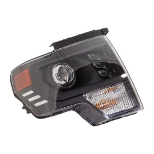 LED Headlight Assembly for Ford F-150 2009-2014 Right (Passenger), Projector Type with Black Trim, Excluding Raptor Model, Replacement