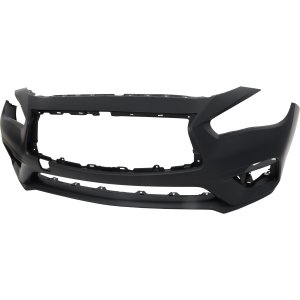 Front Bumper Cover for Infinity Q50 2018-2021, Primed (Ready to Paint), Compatible with Hybrid, Luxe, Pure Models (2018-2018), Without Object Sensor Holes, Replacement