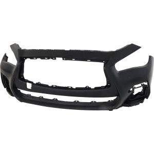 Front Bumper Cover for Infiniti Q50 2018-2020, Primed (Ready to Paint), Suitable for Red Sport 400/Signature Edition/Sport Models, w/o Object Sensor Holes, Replacement