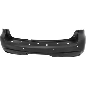 Rear Bumper Cover for Infiniti QX80 2018-2019, Primed (Ready to Paint), with Parking Aid Sensors and Molding Holes, AWD (All-Wheel Drive), Replacement