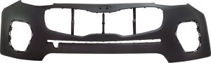 Front Bumper Cover for Kia Sportage 2017-2019 Upper, Primed (Ready to Paint), without Parking Aid Sensor Holes, FWD (Front-Wheel Drive), Replacement