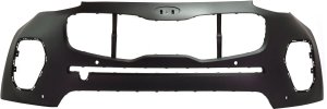 Front Bumper Cover for Kia Sportage 2017-2019, Upper, Primed (Ready to Paint), with Parking Aid Sensor Holes, FWD (Front-Wheel Drive), Replacement