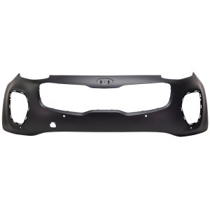 Front Bumper Cover for Kia Sportage 2017-2019, Upper, Primed (Ready to Paint), with Parking Aid Sensor Holes, All-Wheel Drive, Replacement