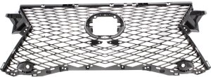Grille for Lexus RX350/RX450H 2016-2019, Dark Gray Shell and Insert, with Parking Aid Sensor Holes, with Camera Hole, F Sport Model, Replacement
