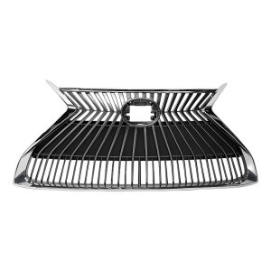 Grille for Lexus ES350/ES300h 2019-2021, Chrome Shell with Painted Silver Black Insert, without F Sport Package, Camera Hole, Park District Control Sensor Holes for North America/Japan Built Vehicles, Replacement