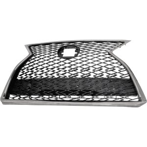 Grille for Lexus RX350/RX450H 2020-2022, Chrome Shell, Painted Dark Gray Insert, Compatible with F Sport Package, Without Parking Aid Sensor Holes, Replacement