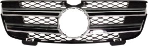 Grille for Mercedes-Benz GL-Class 2007-2012, Painted Silver Shell and Insert, without Proximity Cruise Control, Excluding GL550 Model, Replacement