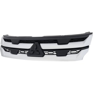 Grille for Mitsubishi Outlander Sport/RVR 2020-2022, Textured Black Shell and Insert with Silver Molding, Replacement