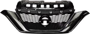 Grille for Nissan Versa Note 2017-2019, Painted Black Insert with Chrome Molding, Replacement