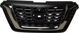 Textured Black Grille for Nissan Kicks SR Model, 2018-2020, with Smoked Black Molding, Replacement