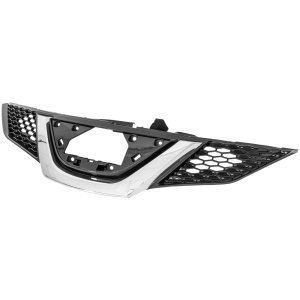 Grille for Nissan Rogue Sport 2018-2019, Painted Black Shell and Insert, with Chrome Molding, without Intelligent Cruise Control, Replacement