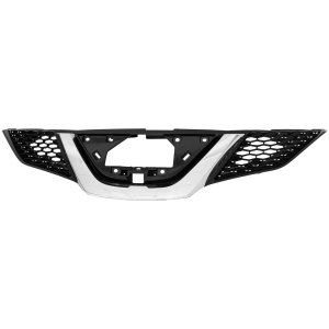 Grille for Nissan ROUGE SPORT 2018-2019, Painted Black Shell and Insert, with Chrome Molding, with Intelligent Cruise Control, Replacement