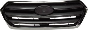 Grille for Subaru Legacy 2017-2017, Dark Gray Shell and Insert with Chrome Trim, Replacement