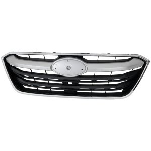 Painted Black Grille for Subaru Outback 2020-2022 with 2.4L Engine, Chrome Frame and Silver Gray Molding, Replacement