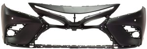 Front Bumper Cover for Toyota Camry 2018-2019, Primed (Ready to Paint), Without TRD Package, Without Camera Hole, With Parking Aid Sensor Holes, XSE Model, Replacement