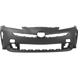 Front Bumper Cover for Toyota Prius 2019-2022, Primed (Ready to Paint), Without Parking Aid Sensor Holes, With Tow Hook Hole, Replacement