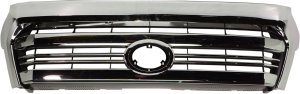 Standard-Type Grille for Toyota Tundra 2016-2017, Chrome Shell and Insert, with Chrome Molding, Emblem Provision, Replacement