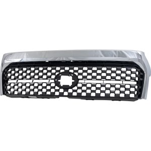 Standard Type Grille for 2018-2021 Tundra, Painted Light Gray Shell and Insert with Chrome Frame, Includes Front Emblem, Without Chrome Surround, Toyota Replacement