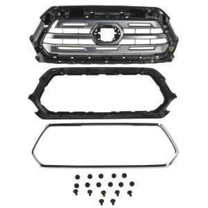 Grille for Toyota Tacoma 2018-2019, Paint to Match, with Chrome Black Frame, Chrome Painted Molding, with Front Emblem, without Nightshade Edition, Limited Model, Replacement