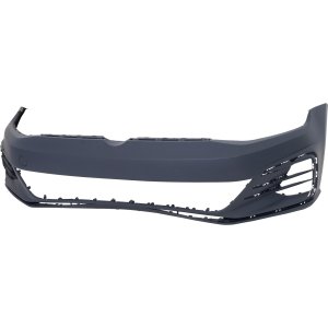 Front Bumper Cover for Volkswagen Golf/GTI 2018-2021, Primed (Ready to Paint), Without Park Assist Sensor and Headlight Washer Holes, Replacement