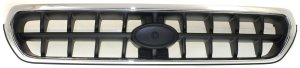 Grille for 2003-2004 Subaru Outback, Chrome Shell with Painted Silver-Black Insert, Replacement