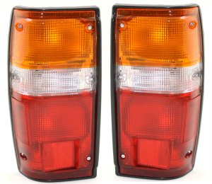 Tail Light Assembly Pair/Set for Toyota 4Runner (1984-1989), With Right (Passenger) and Left (Driver) Lights, Black Trim, Replacement