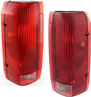 Tail Light Pair/Set for Ford Bronco (1990-1996) and F-Series (1990-1997), Right (Passenger) and Left (Driver) Halogen, Replacement Models: for F-150, F-250, F-350