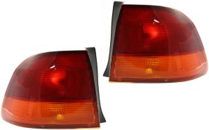 Tail Light Pair/Set for 1996-1998 Honda Civic Sedan, Outer Lens and Housing, Right (Passenger) and Left (Driver), Replacement