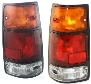 Tail Light Assembly Pair/Set for 1988-1995 ISUZU PICKUP with Black Trim, Right (Passenger) and Left (Driver) Sides Replacement
