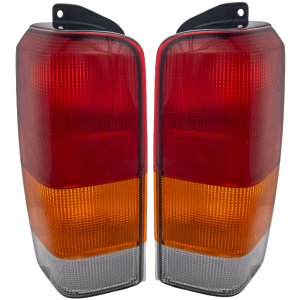 Tail Light Lens and Housing Pair/Set for 1997-2001 Jeep Cherokee, Right (Passenger) and Left (Driver) Replacement